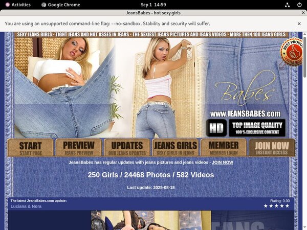 Jeans Babes Sign Up Page
